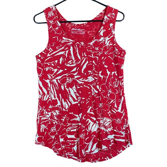 Eddie Bauer Womens Shirt Red White Floral Casual Athletic Outdoors Casual Small - Picture 1 of 10